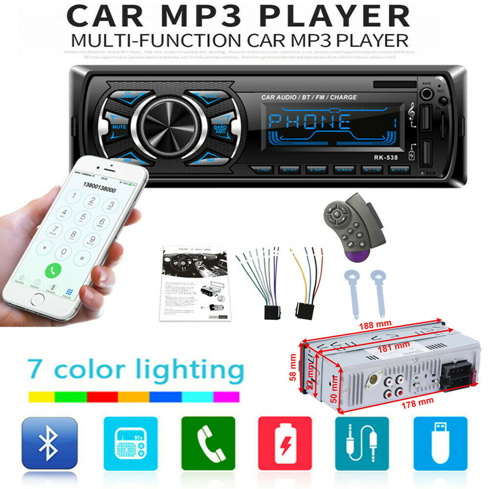 Car Stereo MP3 Hands-free Call Audio Player Color Version Steering Wheel Control
