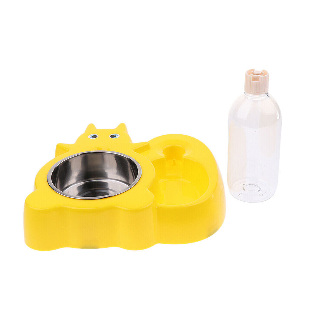 Automatic Feeder Pet Dog Cat Water Drinker Food Bowl Squirrel Yelllow