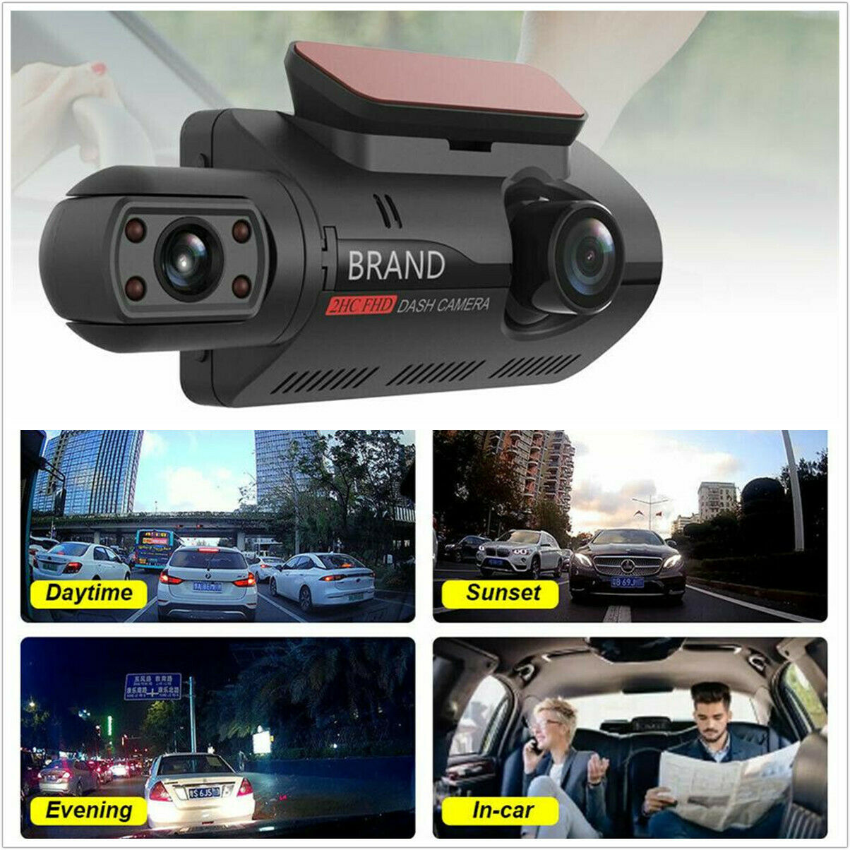 Dual Lens Dash Cam Front and Rear Video Recorder Camera 1080P Car DVR