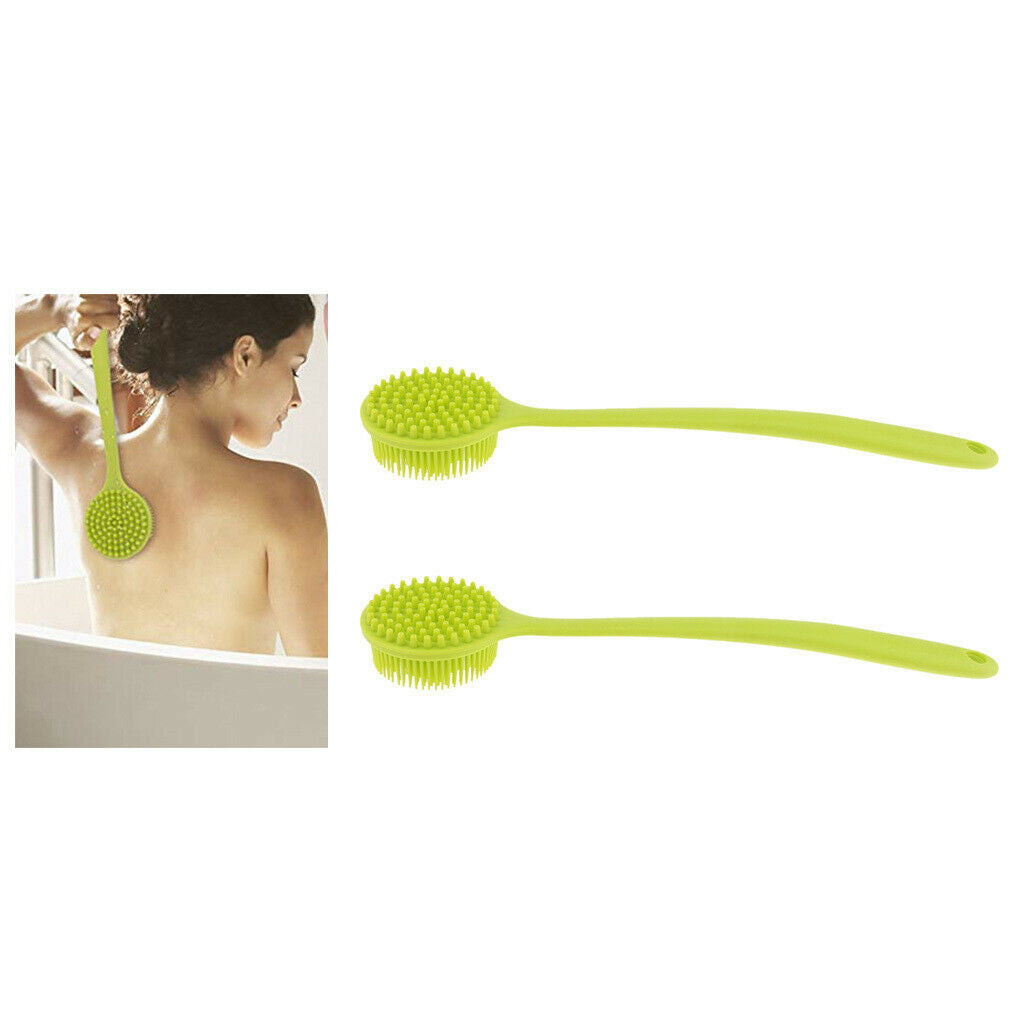2 Pcs Soft Silicone Bath Body Brush Back Scrubber Cleaning Exfoliating Tool
