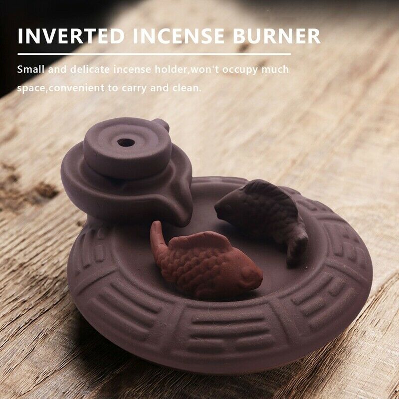 Ceramic Fish Backflow Incense Burner,Incense Cones Sticks Holder,Perfect For YW8