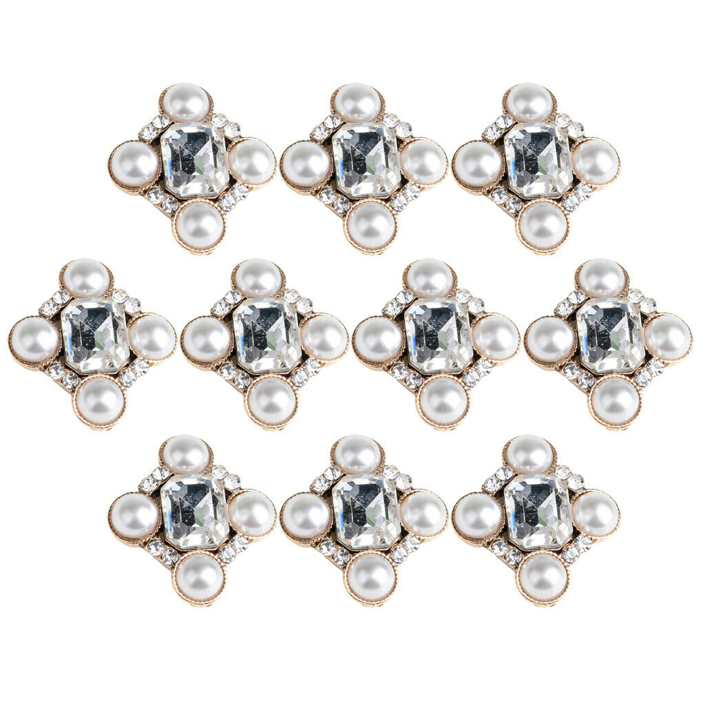 10 Pcs Diamond Rhinestone Crystal Bead Embellishment Buttons Flatback