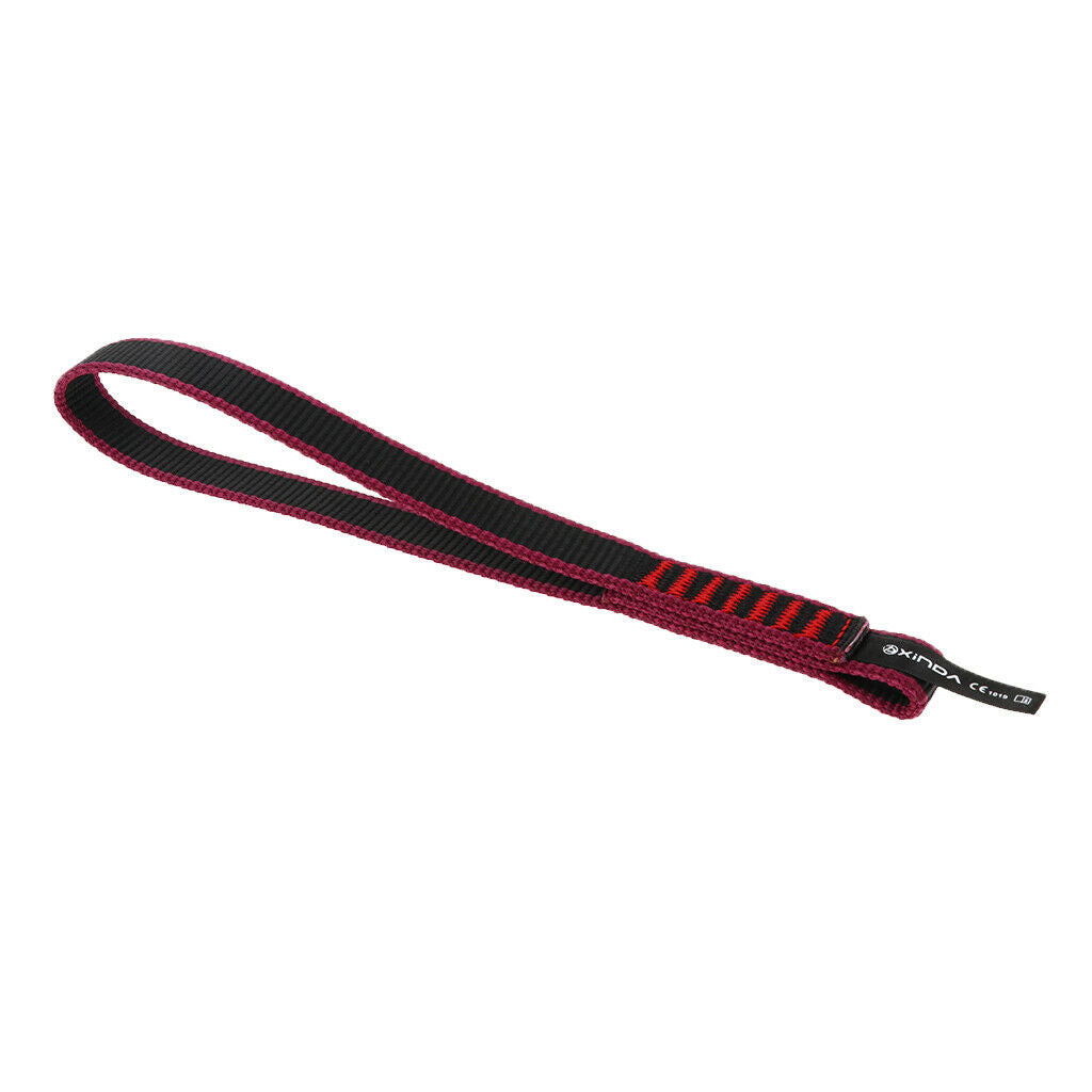 2X 22KN Rock Climbing Quick Draw Sling Mountaineering Webbing Strap 25cm Red