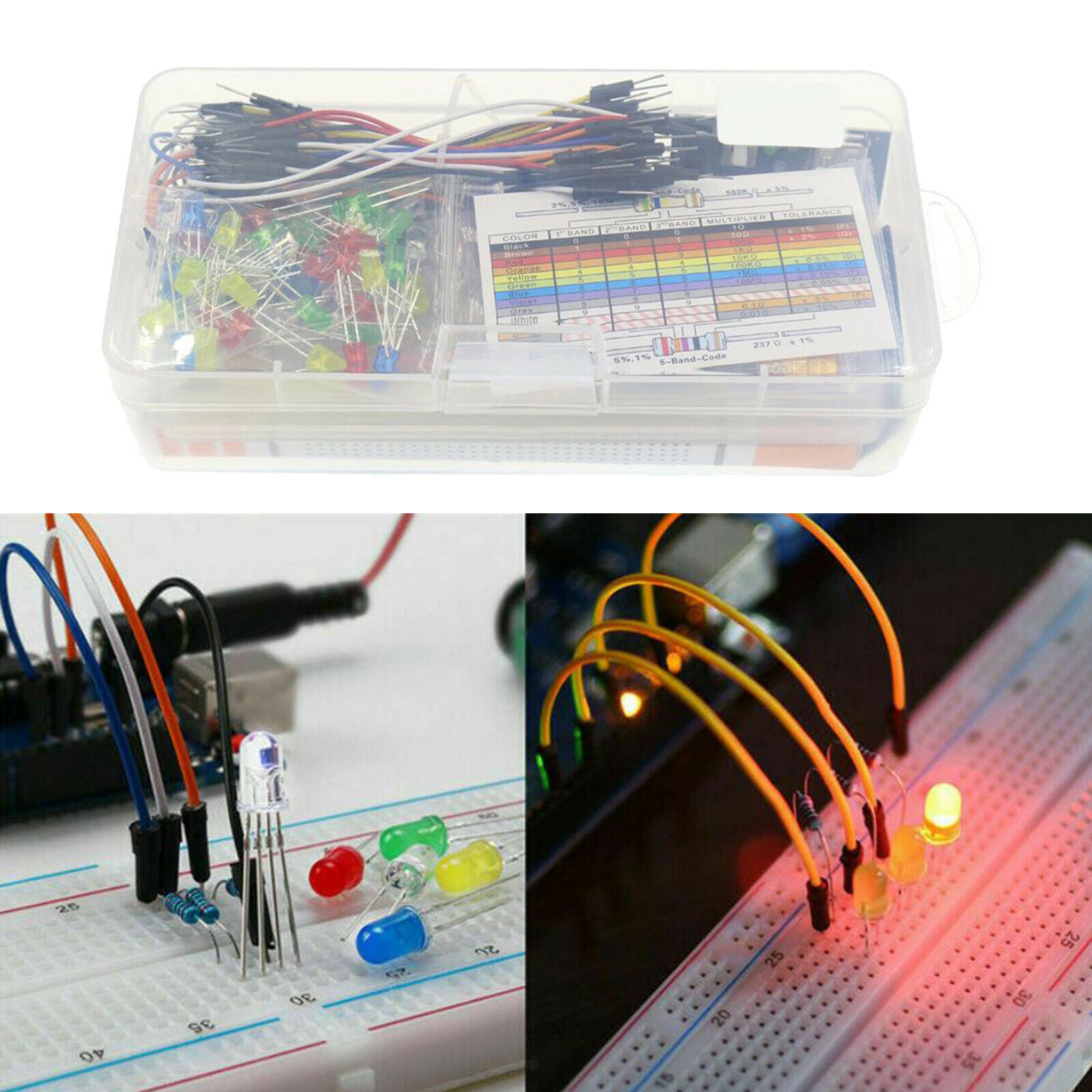 Electronic Component Basic Kit Breadboard LED Buzzer Resistor Transistor