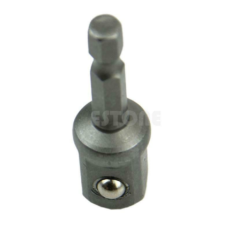 Easy Use 1/4" 3/8" 1/2" Steel Drill Bit Bar Hex Socket Driver Shank Adapter Set
