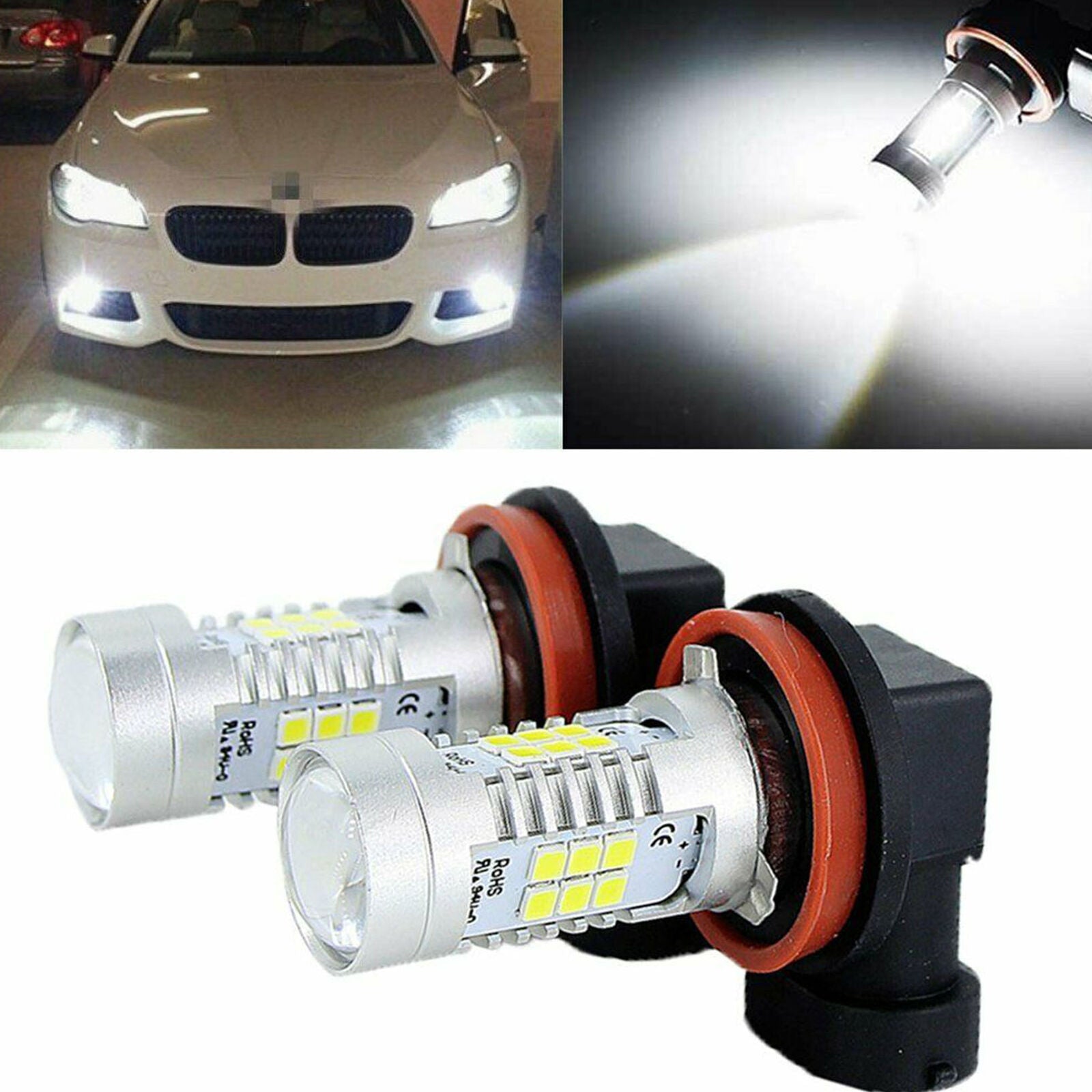 2X LED Fog Light Bulb H8 H9 H11 Fog Light Bulb 6000K White High Power 200W Lamps