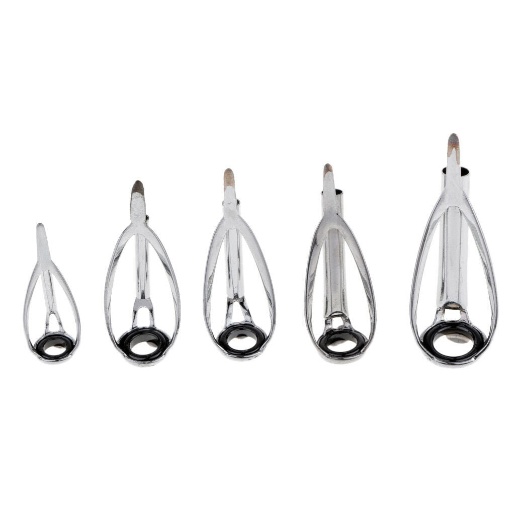 5 Pieces Sturdy Fishing Rod Guides Pole Tips Ring DIY Building Kits 5 Sizes