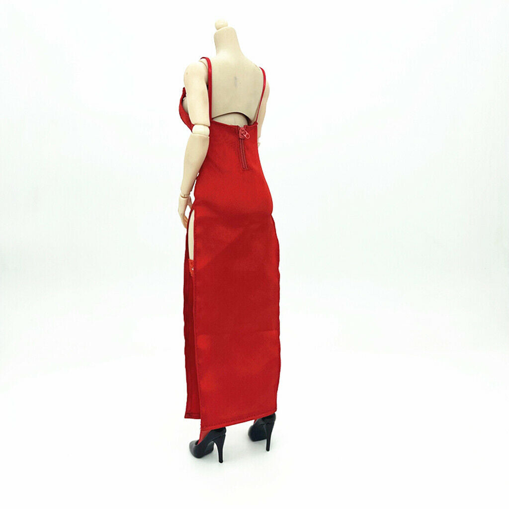 1/6 Womens Handmade Red Dress & Stocking for Action Figures Body Clothes
