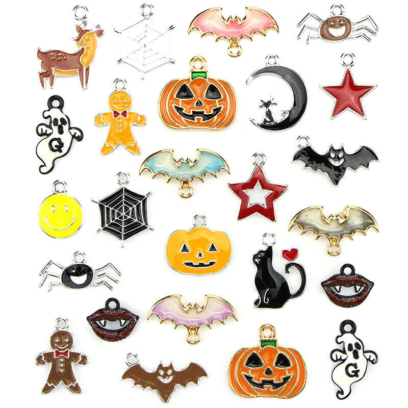 25Pcs/set Enamel Mixed Halloween Series Charms Pendant DIYJewelry Making CrafDF
