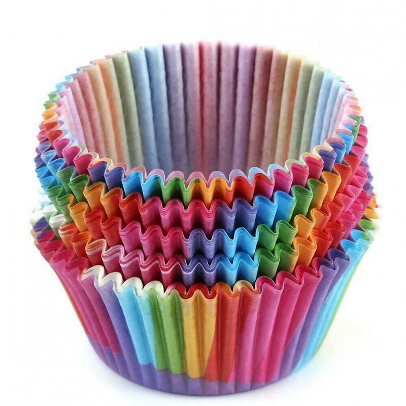100 Pieces Rainbow Color Cupcake Baking Paper Cup Muffin Liners Standard Size