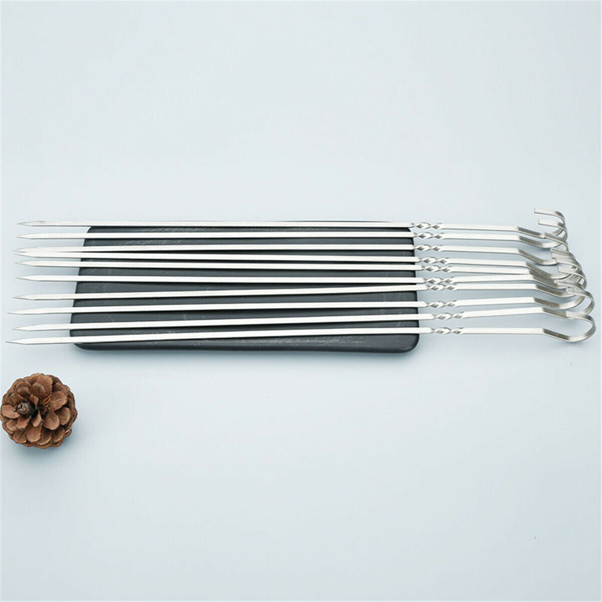 10x BBQ Barbecue Stainless Steel Grilling Kabob Kebab Flat Skewers Needle 40CM