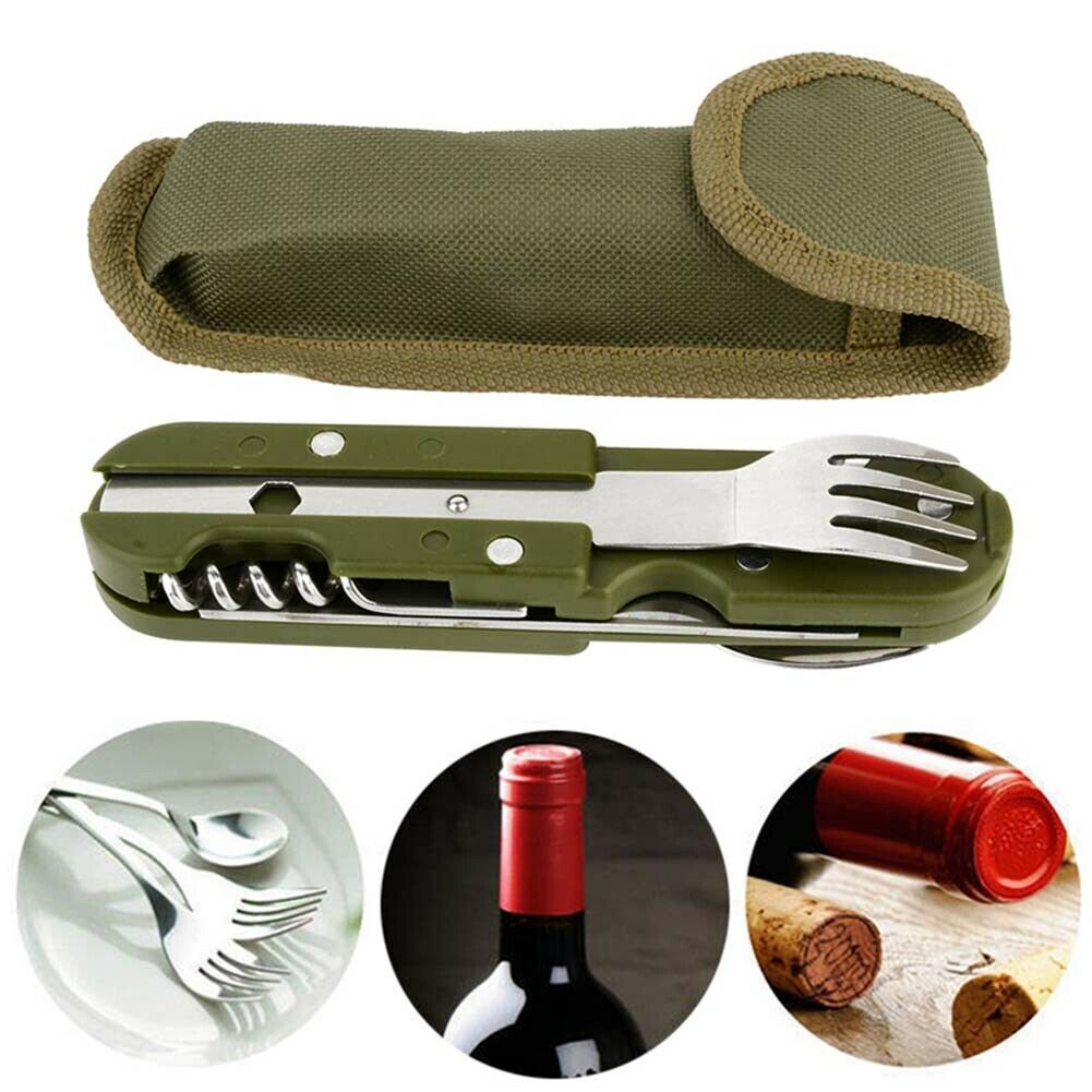 Outdoor Folding Tableware Spoon/Fork Multi Hiking Camping Utensil Reusable Set
