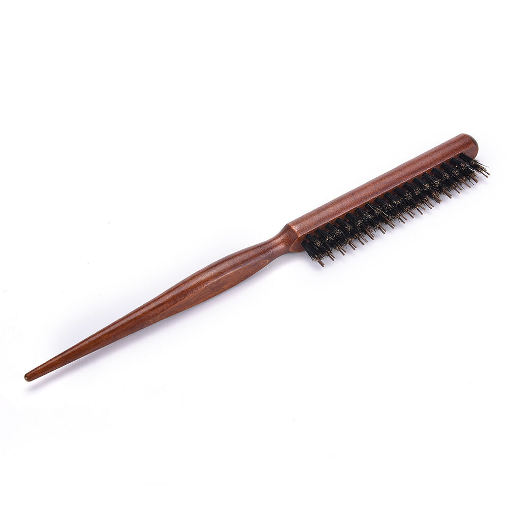 Hair Brush Wood Handle Boar Bristle Beard Brush Comb Detangling Straighten.l8