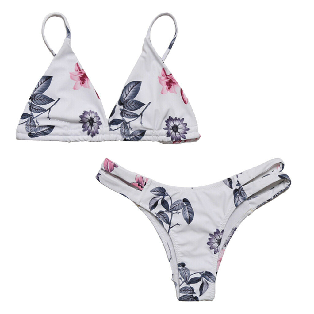 Women Floral Bikini Set Bra Top Swimwear Bathing Suit Swimsuit M