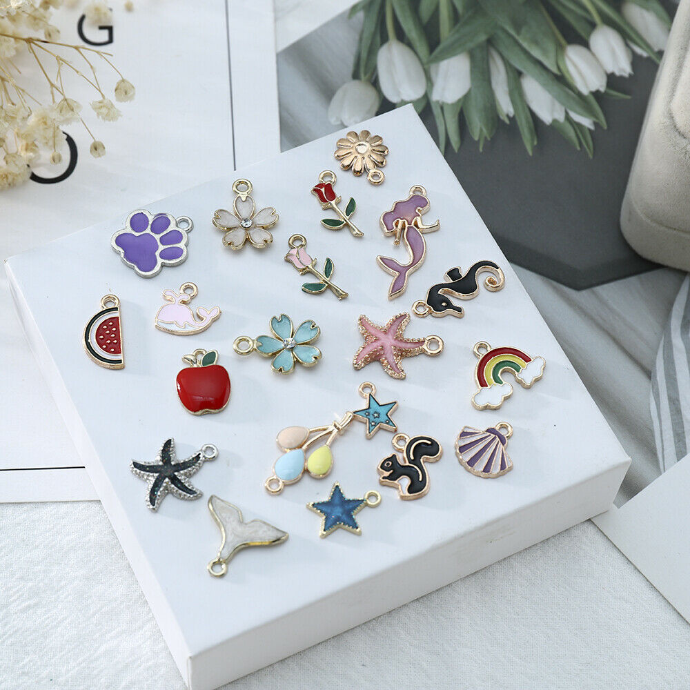 20pcs Alloy Enamel Mixed Random Send Charms Pendants Mixed Color Accessories USA