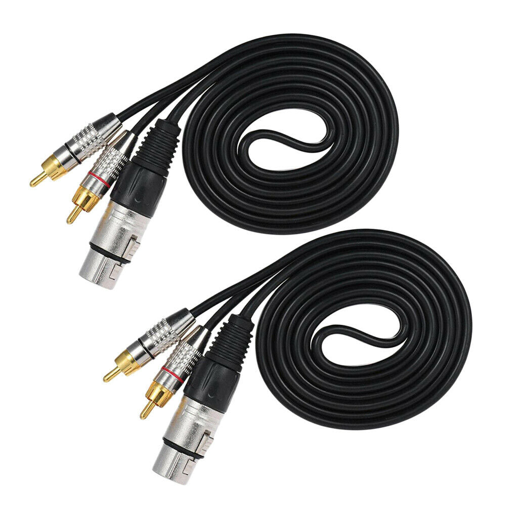 2 Pieces RCA Male to XLR 3 Pin Female Jack Speaker Cable Splitter Lead