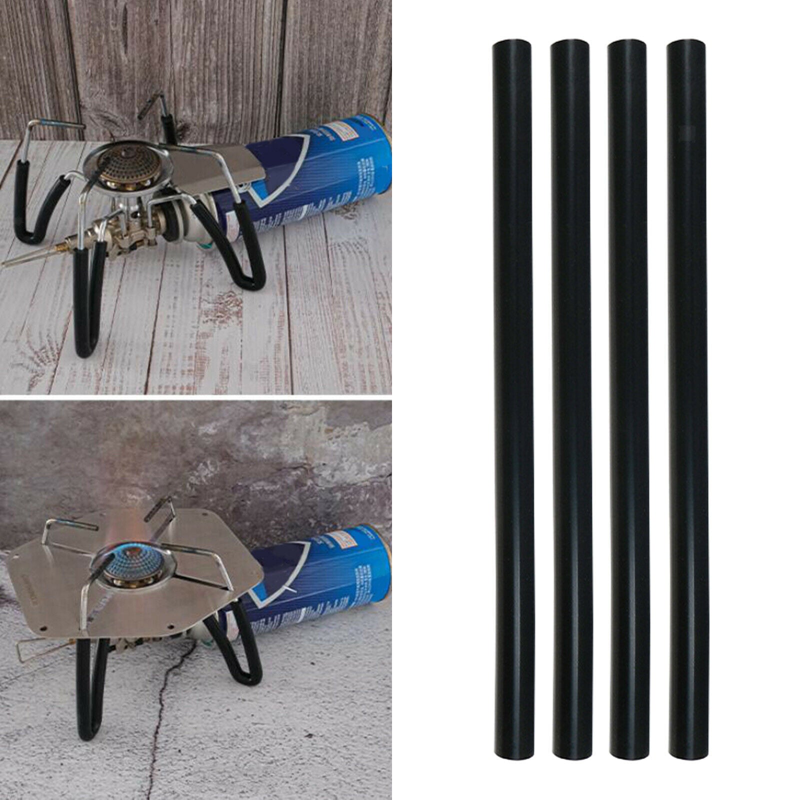4x Camping Stove Bracket Cover BBQ Protective Pipe Heat Resistant Tube Black