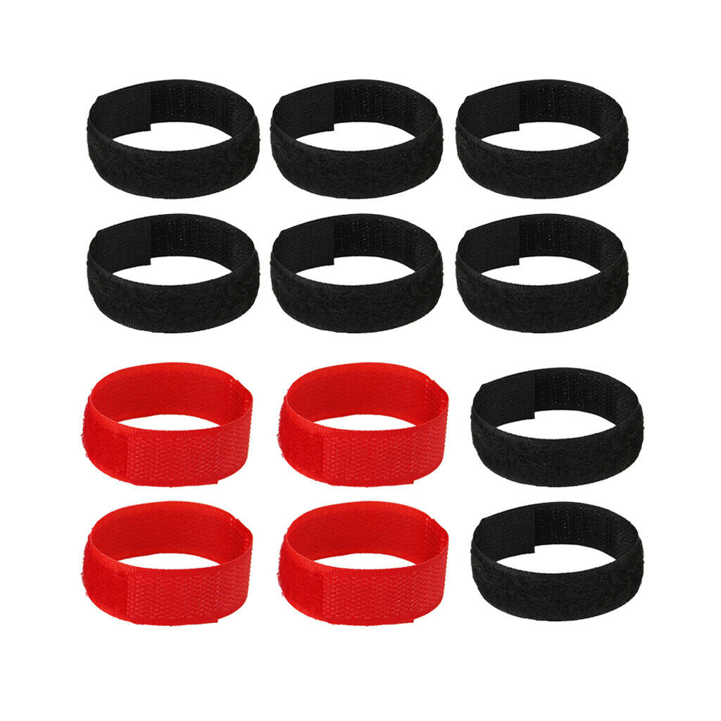 12pcs No Crow Collar for Roosters Chicken No Crowing Belt Neckband Black&Red