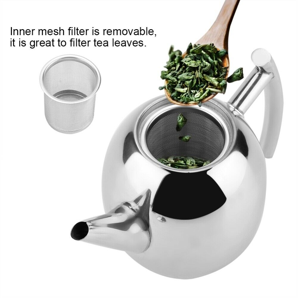 Stainless Steel Teapot Tea Pot Coffee Kettle with Filter Strainer Infuser - 1.5L