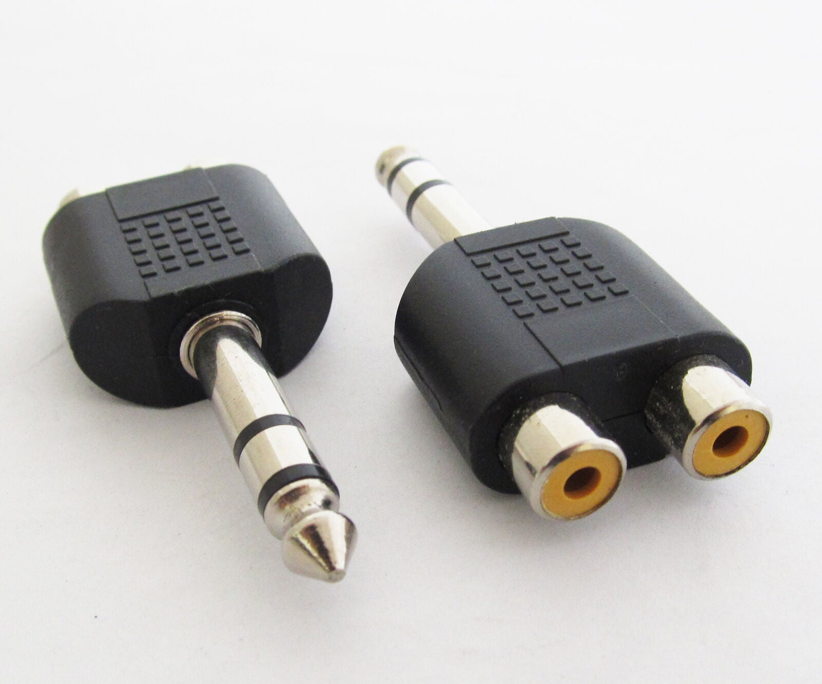 100pcs 1/4" 6.35mm Stereo Male to 2 Dual Phono RCA Female Jack Adapter Converter