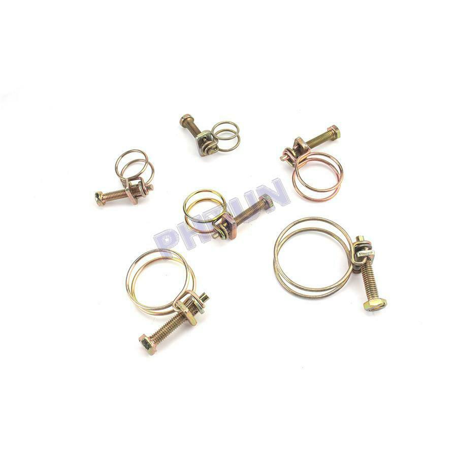 42x Double Wire Hose Clamps Pipe Clips Screws Bolts w/ Bolts Locking 6 Sizes