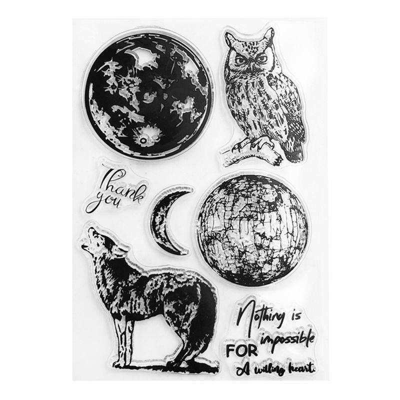 Owl Wolf Moon Silicone Clear Stamp DIY Scrapbooking Photo Album Decor