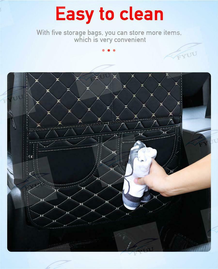 2PC Pu Leather Car Seat Anti-Kick Protector Storage Mats For Children Kid Baby