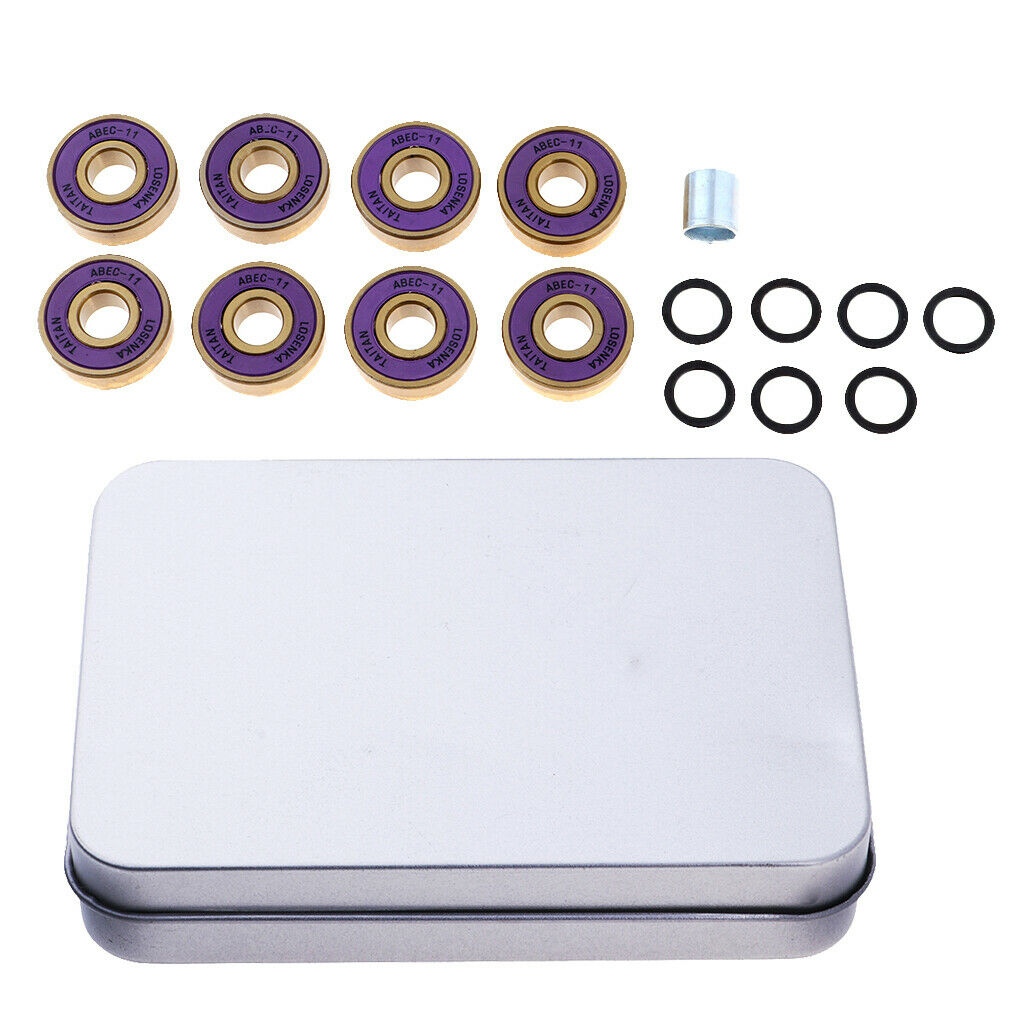 8Pcs Titanium ABEC 11 Longboard Skates Bearings with Spaces Storage Box