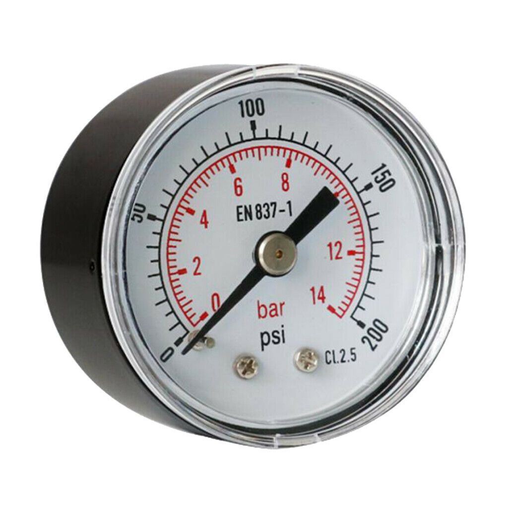 0-200psi 0-14bar -dial Pressure Gauges Air Compressors Metal Meter