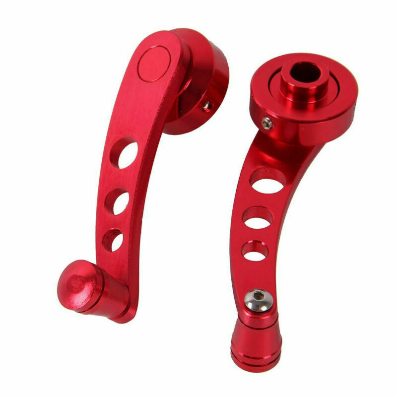New Red Billet Aluminum Car Window Winders/Door Cranks Handles Universal Kit L/R