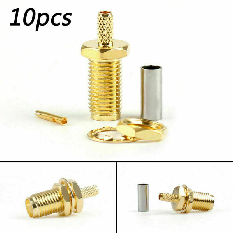 10Pcs SMA Female Jack Center Nut Bulkhead Crimp For RG174 RG316 LMR100 RF