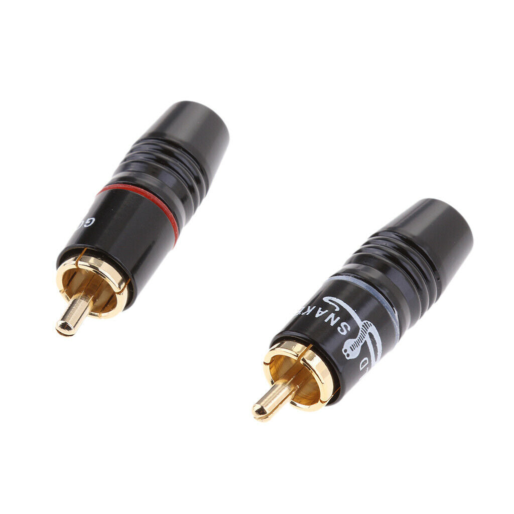 2x RCA Plug Audio Soldering Connector Adapter Copper AV RCA Plug