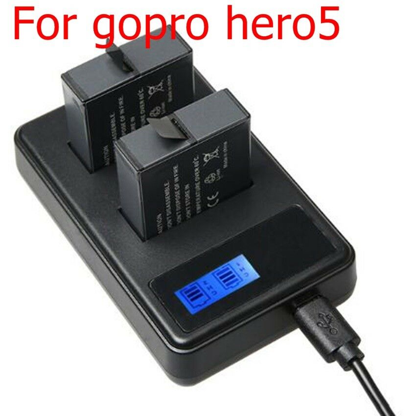 For GoPro HERO 5 LCD Charging Capacity Display Dual l Batteries Fast Charger