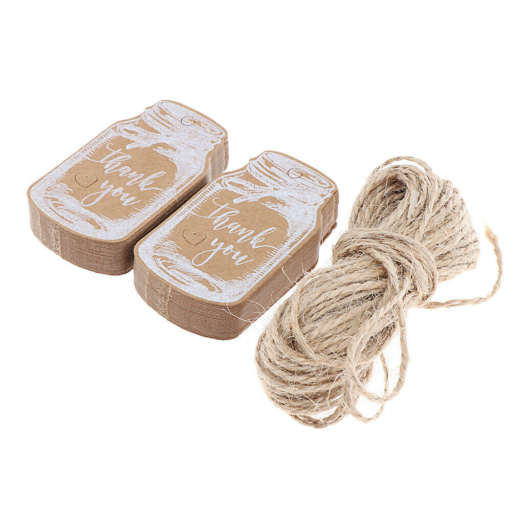 50pcs Kraft Paper Drift Bottle Thank You Gift Tag Labels   DIY