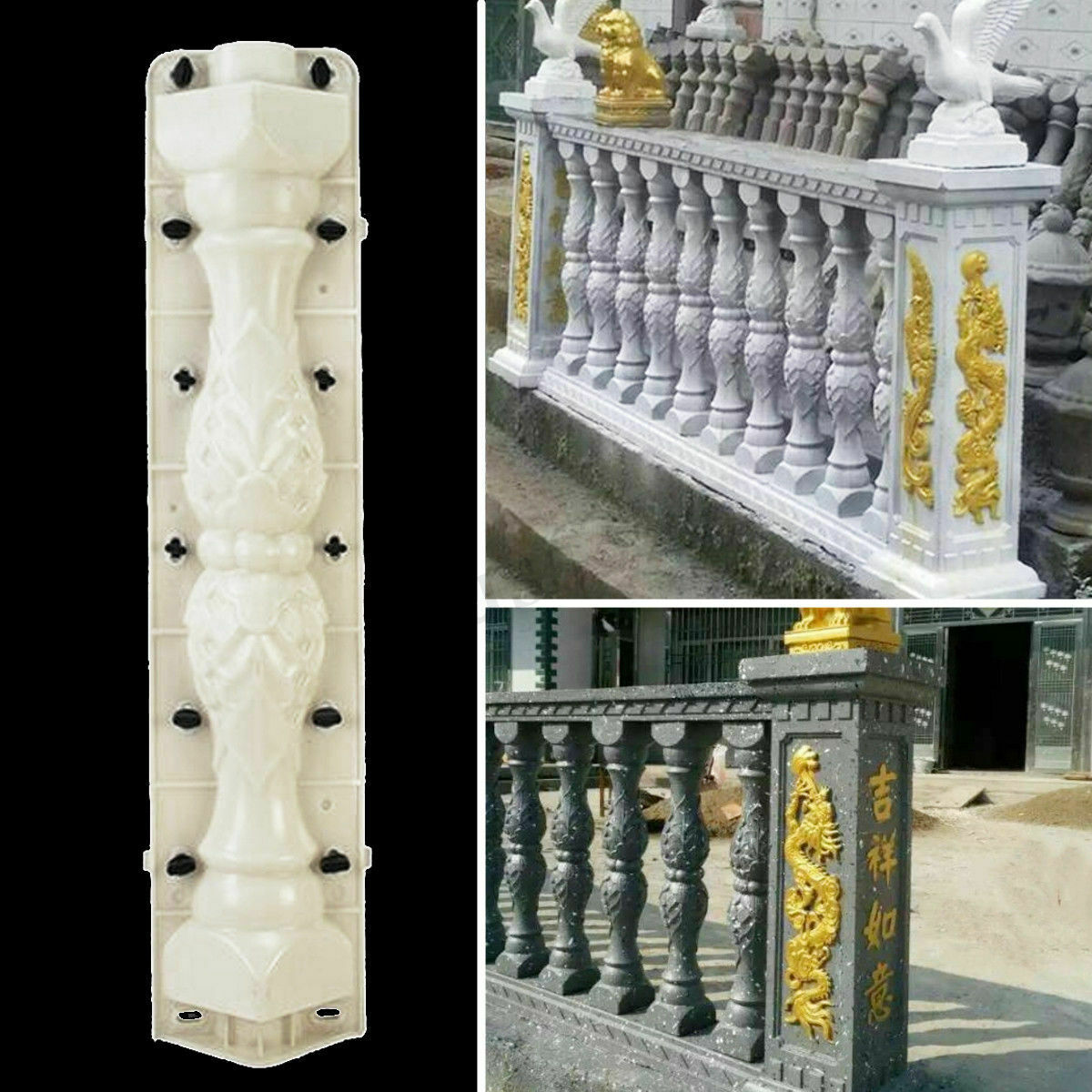 2Pcs/Set Moulds Balustrades Mold for Concrete Plaster Cement Plastic Casting