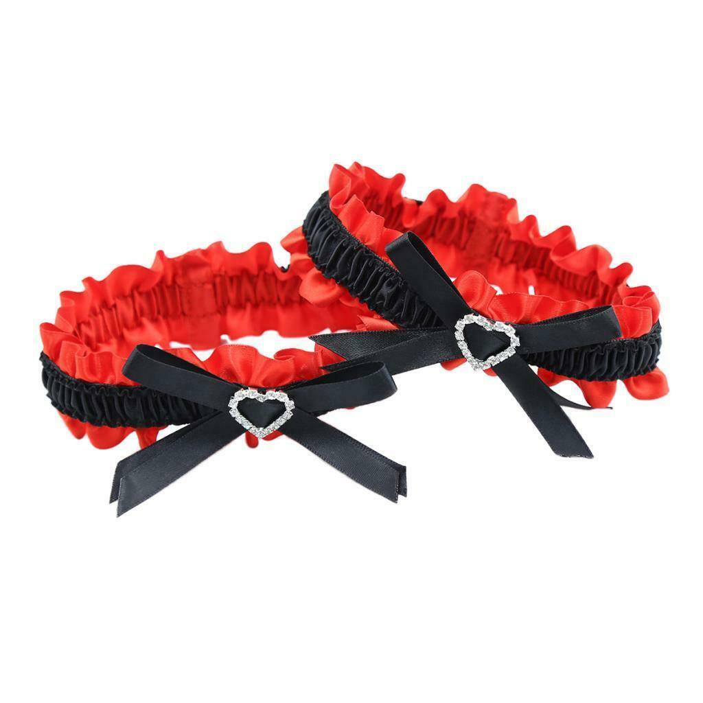 1 Pair Womens Love Heart Bows Leg Garter Belt Rings