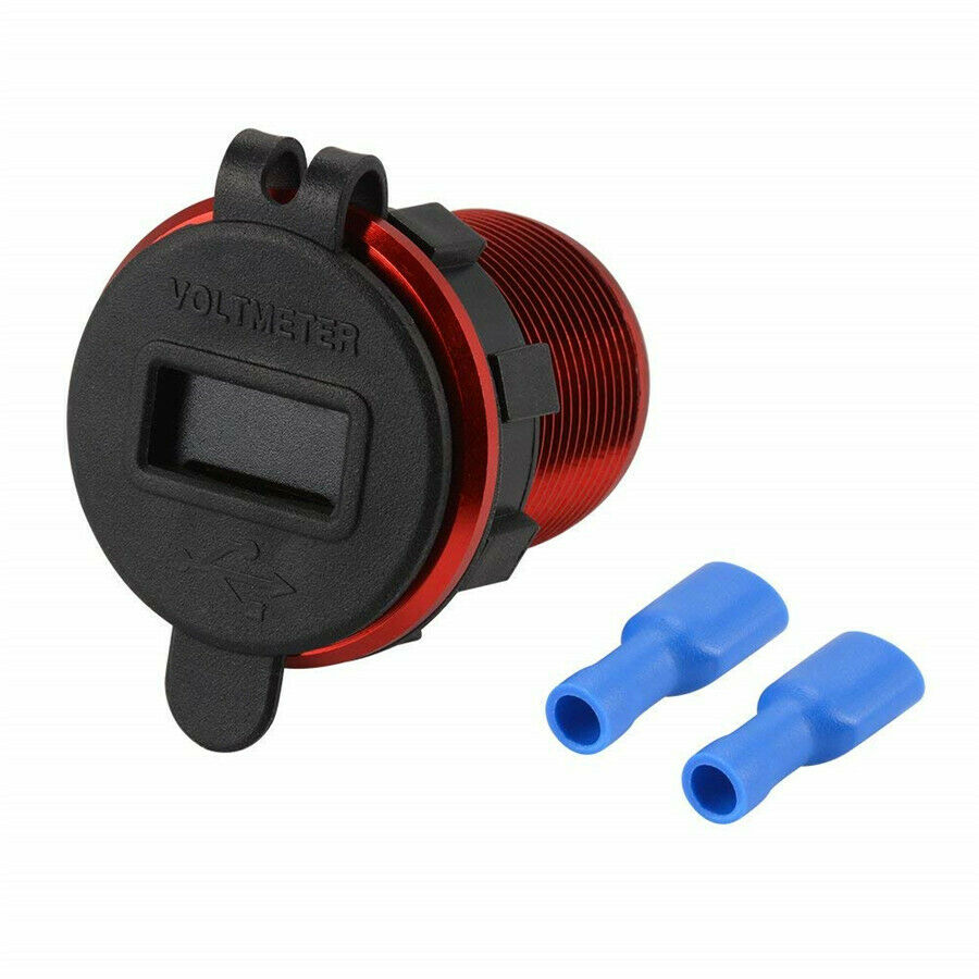 Dual Port USB Car Cigarette Lighter Charger Socket w/ Red LED Digital Voltmeter