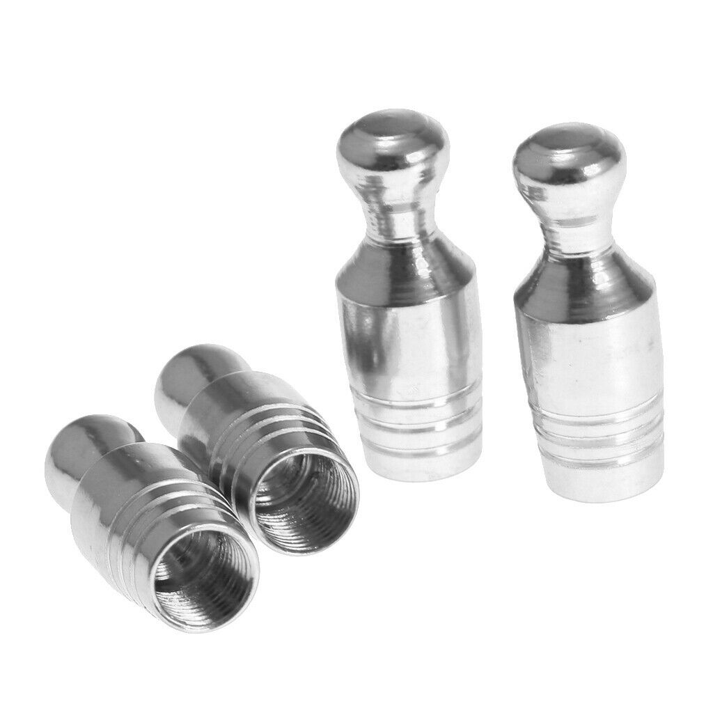 4X Car Bicycle Wheel Tire Air Valve Stems Cap Dust Cover Bowling Type Sliver