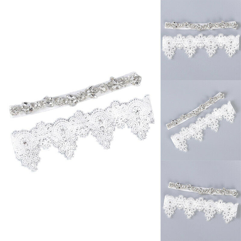 Women Rhinestone Lace Leg Wedding Garter Thigh Ring Belt Bridal Accessories P DD