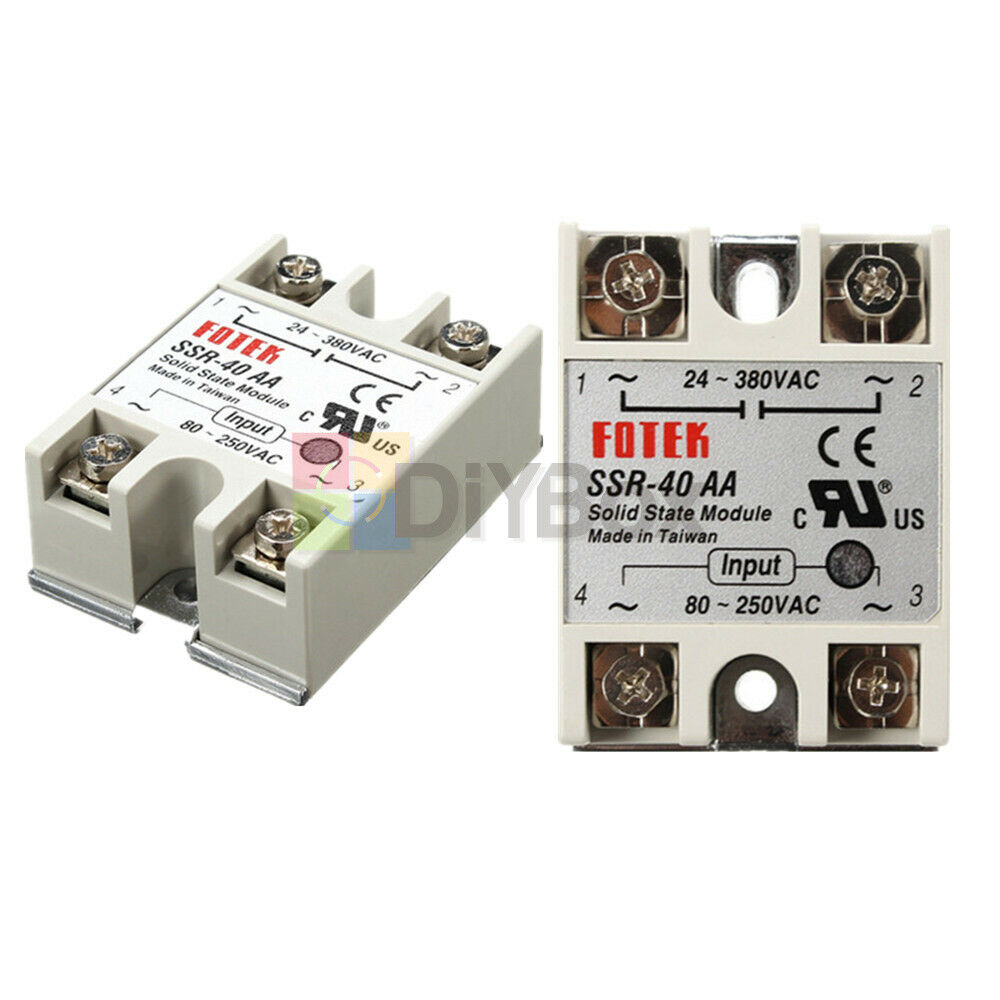 SSR-40AA-H Solid State 40A Relay Module 80-280V AC / 90-480V AC + Heat Sink DIY