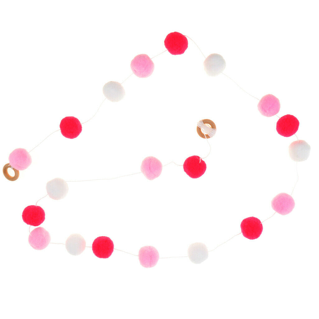 Nordic Style Pompoms Balls Garland Tent Home Hanging Decor Rosy Pink
