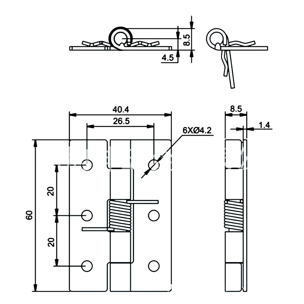 304 Stainless Steel Short Side Door Stamp Hinge Hardware for Boat Hatch