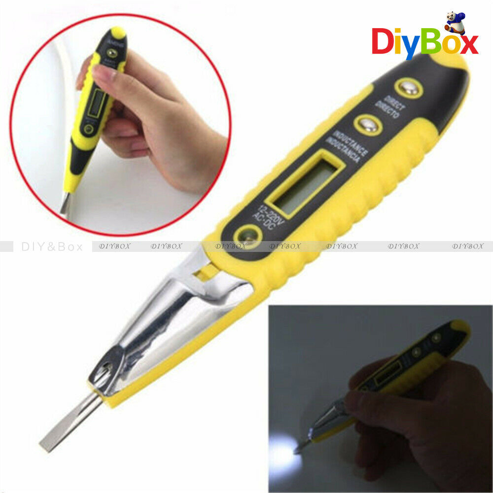 AC DC Non-Contact LCD Electric Test Pen Voltage Detector Tester 12~250V W/ Light