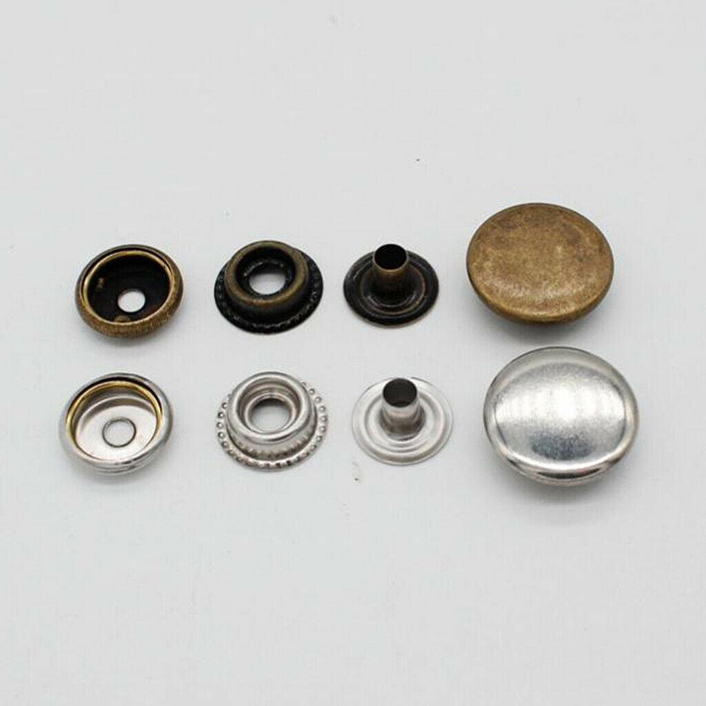 50 Sets Leather Snap Buttons Press Studs 17mm for Clothes Jeans 2 Color