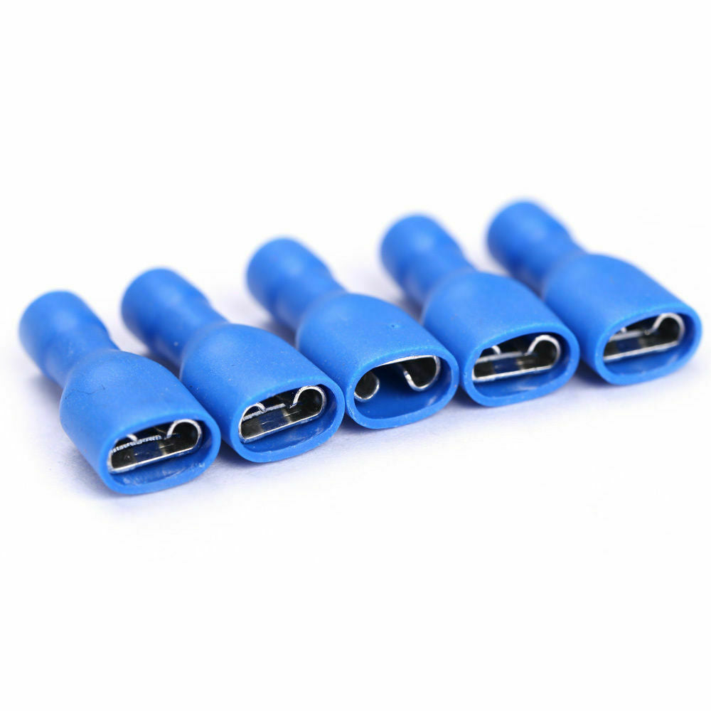 100pcs Blue Insulated Spade Electrical Wire Cable Connector Crimp Terminal Kit