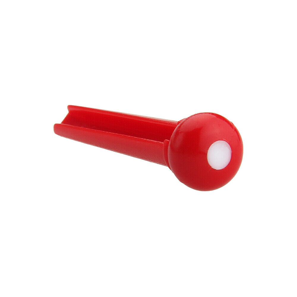 120 Pcs Acoustic Guitar Bridge Pin with White Dot Inaly Plastics Slotted Red