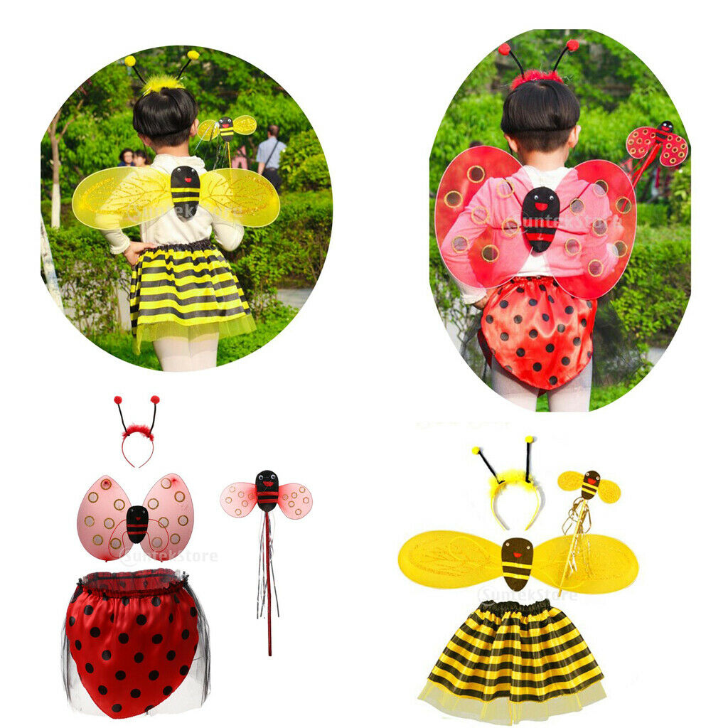 3x Bumble Bee Honey Girls Toddler Fairy Halloween Fancy Dress Party Costume