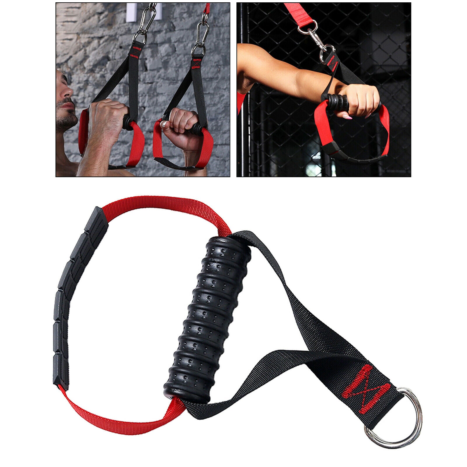 Heavy Duty Resistance Bands Handle Grips w/ Clips for Cables LAT Exercise