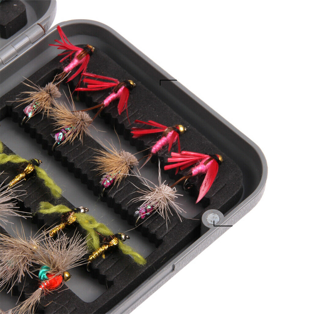 40x Fly Fishing Lures] Hooks with Artificial Wings Simulation Baits w/ Case