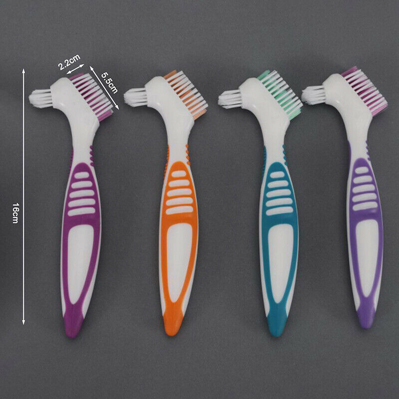 Denture Cleaning Brush Bristles & Ergonomic Rubber Handle Multi-LayeredA KX
